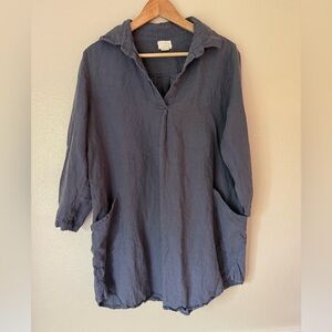 PETALURA Women's Linen Tunic with Pockets